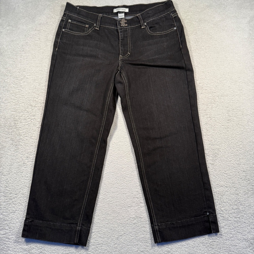 White House Black Market‎ Noir Denim Cropped Pants Jeans Black Size 8